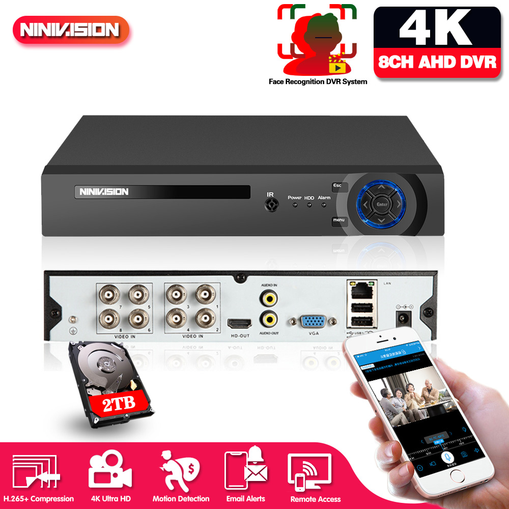 Smart Home Microsoft - Detekcja twarzy, WIFI, P2P, 8-kanałowy rejestrator