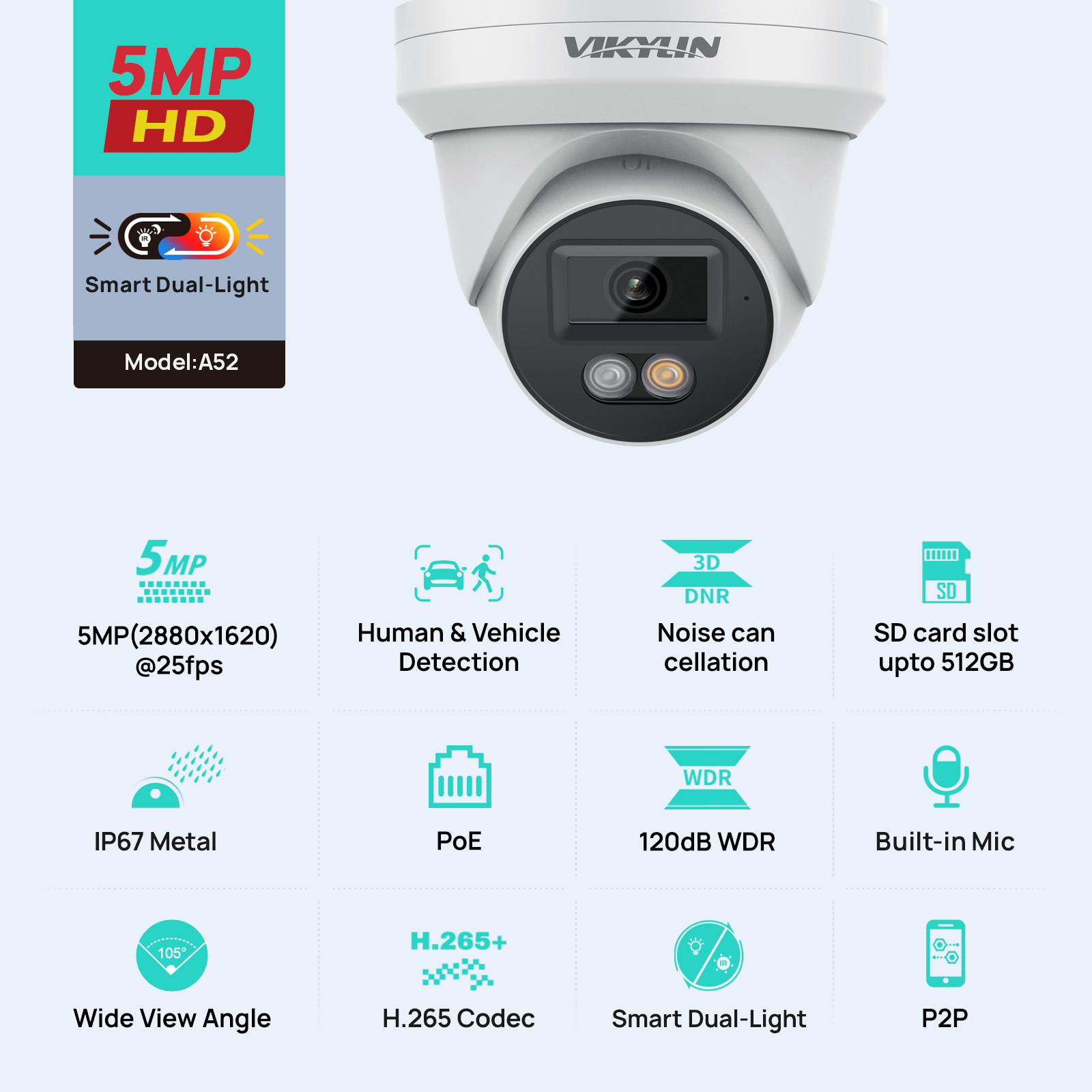 Smart Home Microsoft - Kamera bezpieczeństwa IP VIKYLIN 5MP z