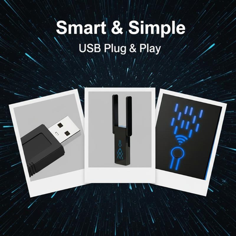 Smart Home For Pc - Dwuzakresowy adapter WiFi USB 1300Mbps 2.4G/5GHz,