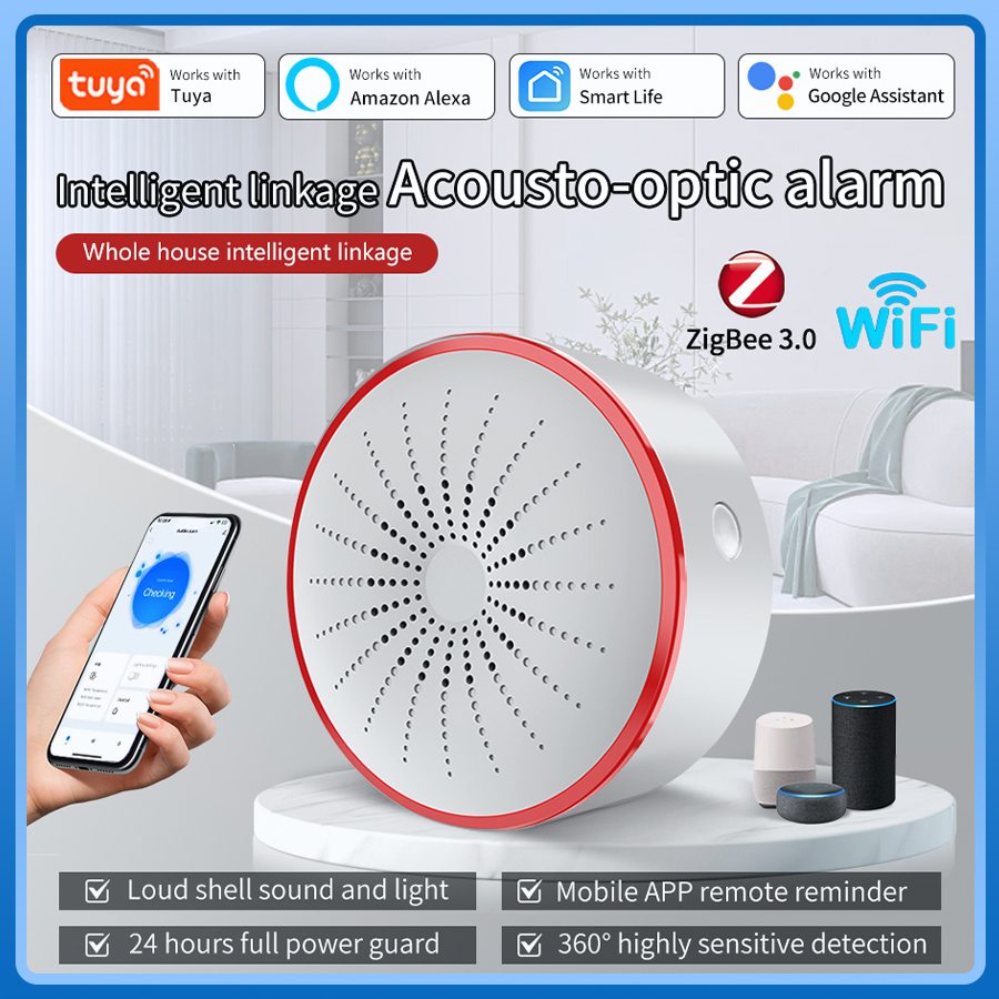 Smart Home Theater - Czujnik syreny alarmowej Tuya WiFi ZigBee,
